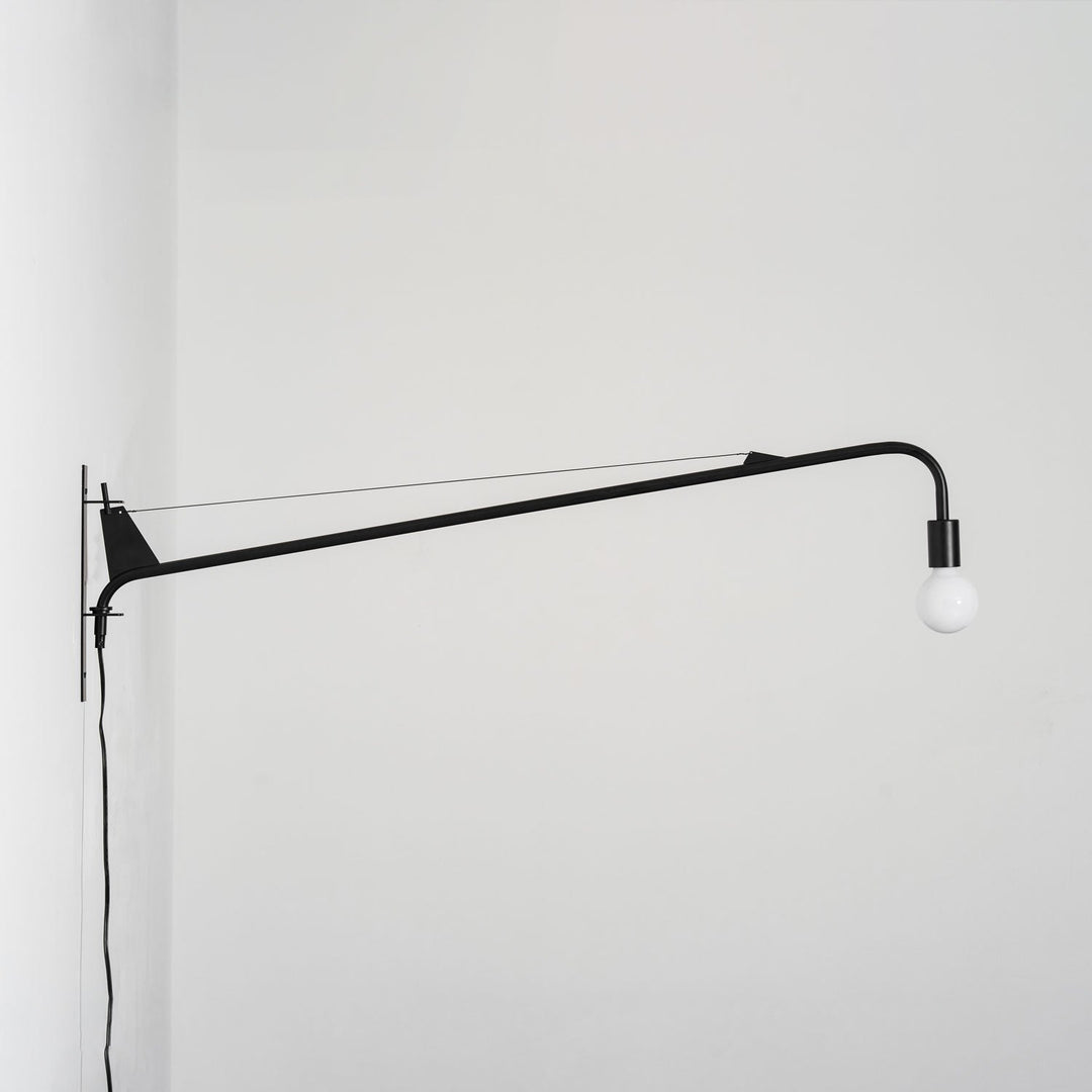 Pivoting Long-Arm Black Wall Lamp product view 25