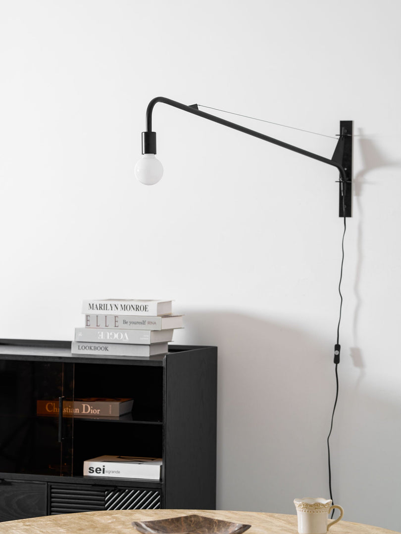 Pivoting Long-Arm Black Wall Lamp product view 27