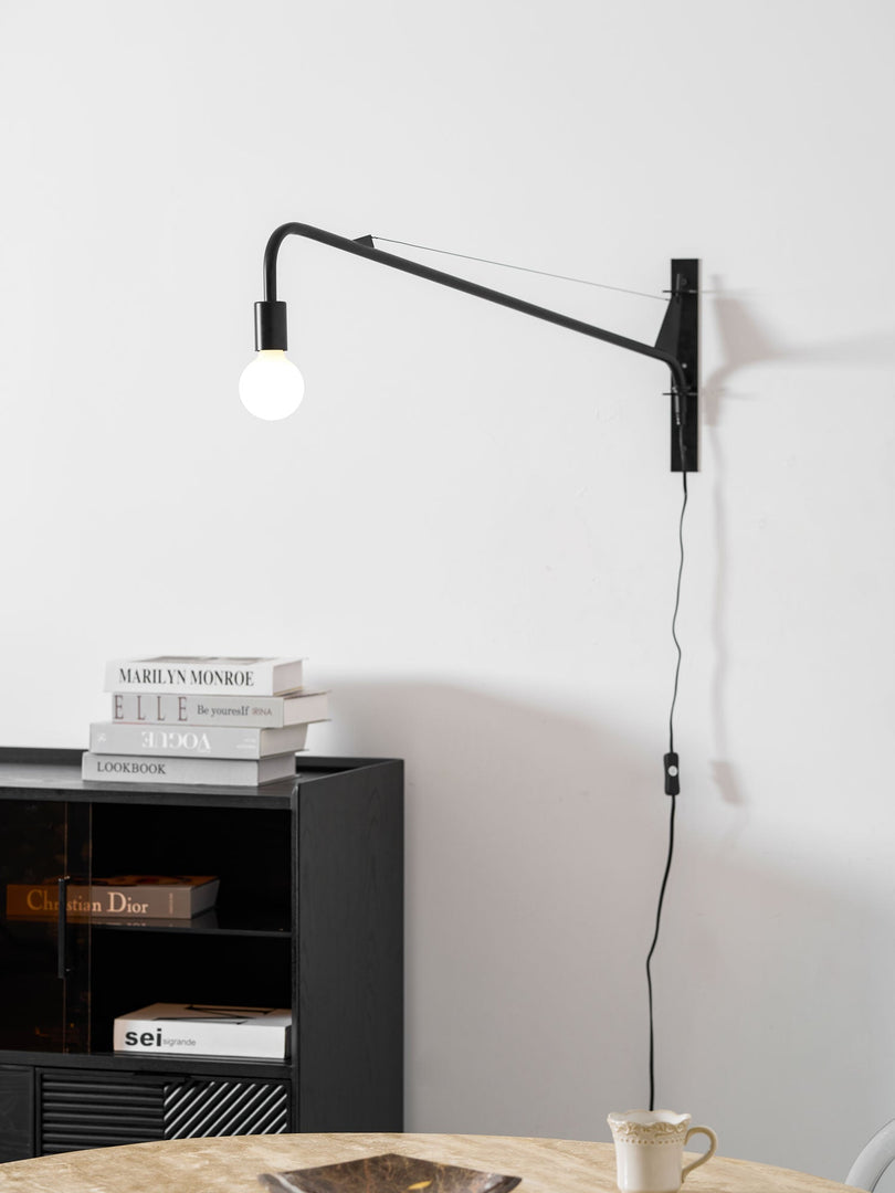 Pivoting Long-Arm Black Wall Lamp product view 18