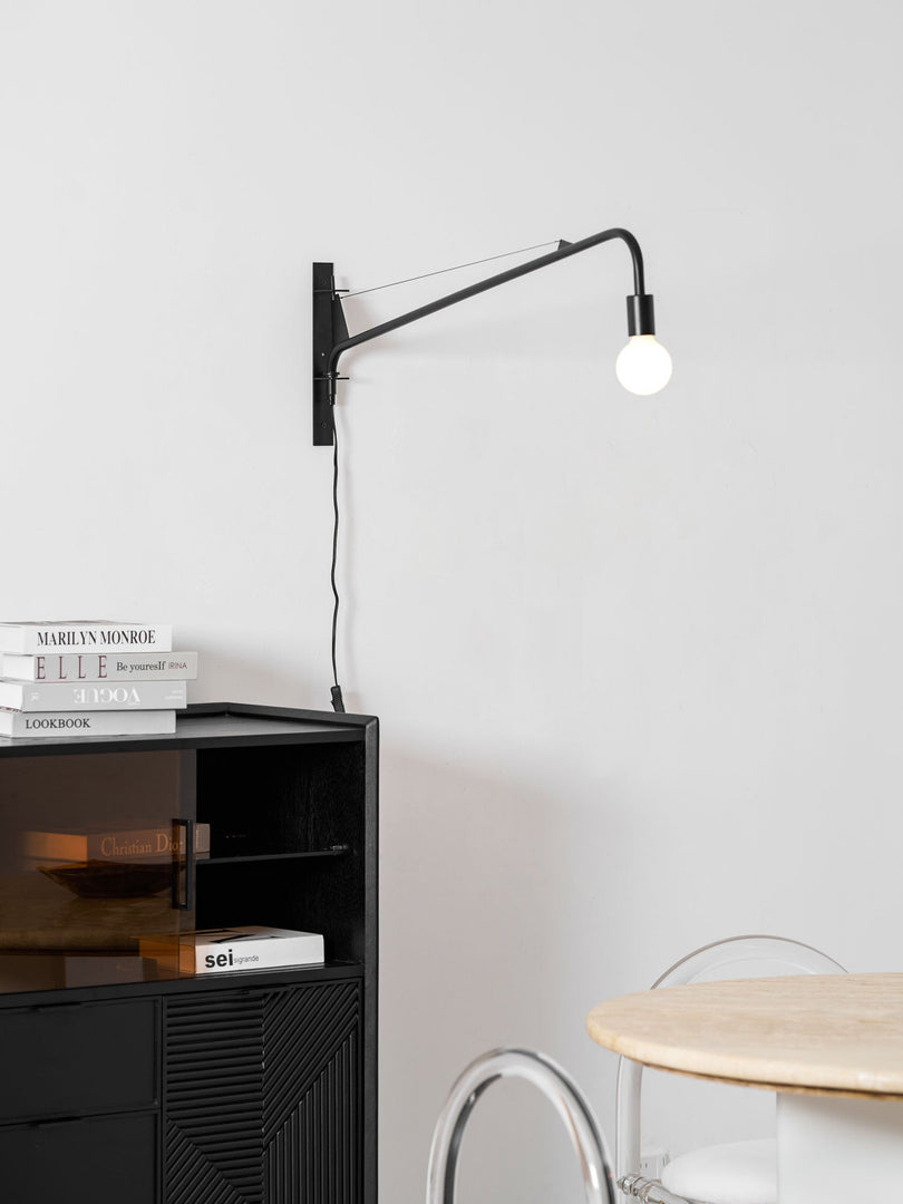 Pivoting Long-Arm Black Wall Lamp product view 19