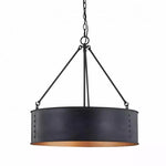 Load image into Gallery viewer, Quillan Industrial Large Black Drum Pendant Light For Dinning Room
