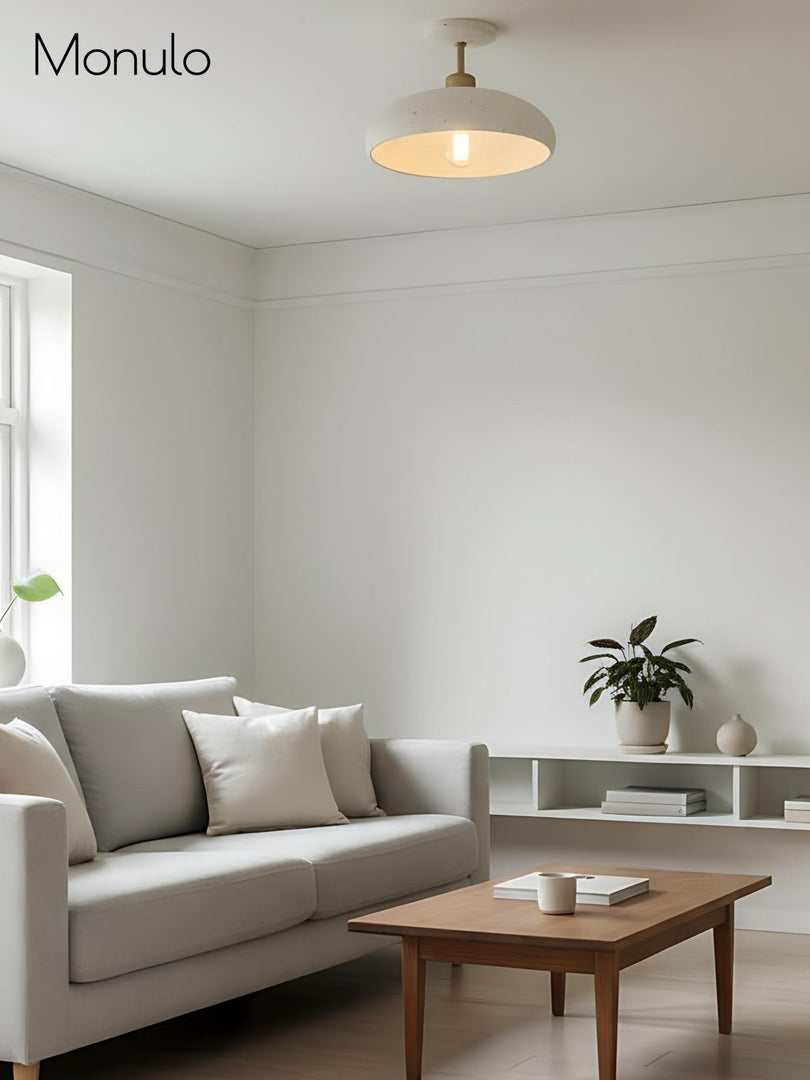 Radiica Speckled Ceramic Dome Flush Mount Ceiling Light – Scandinavian Style for Living Room or Dining Room