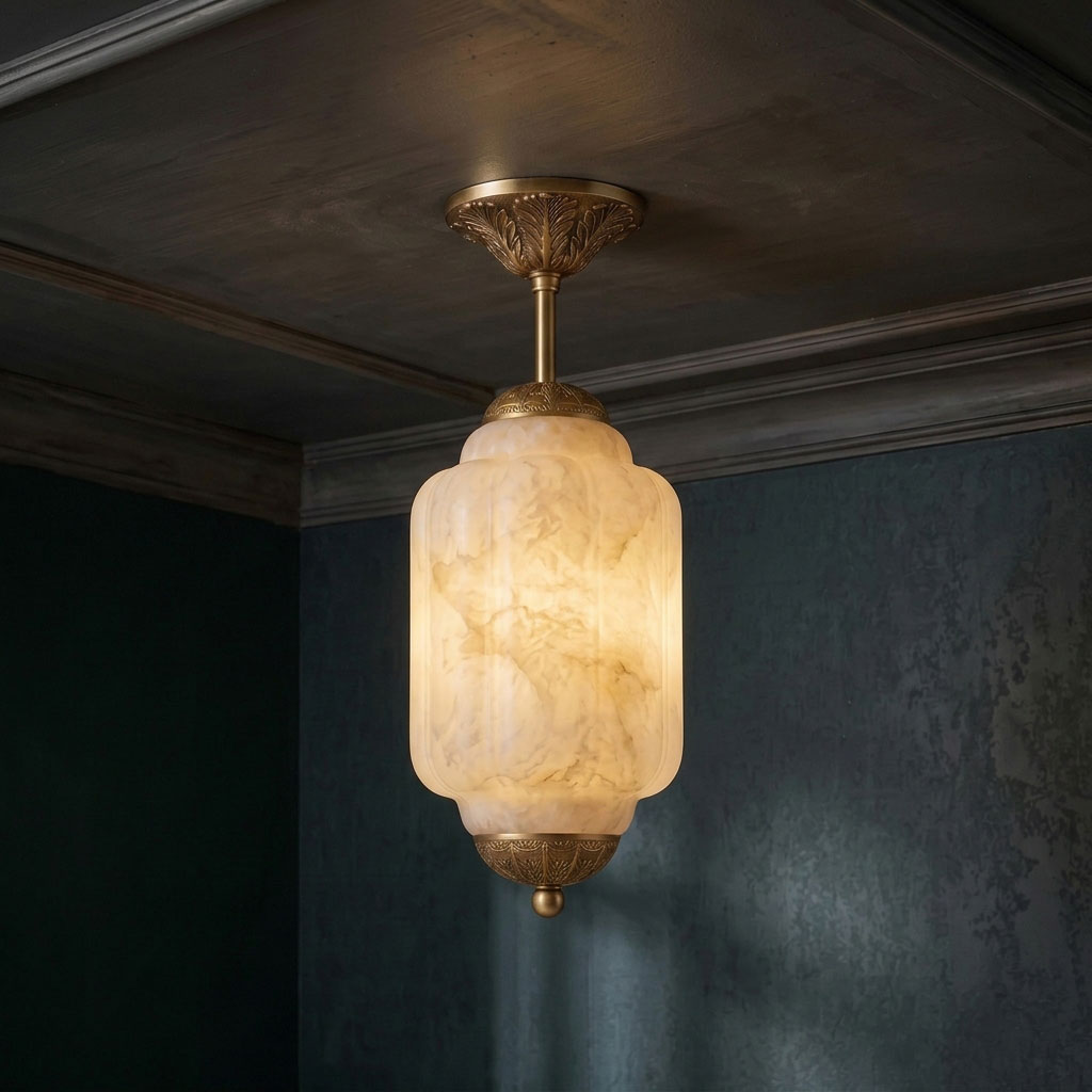 Eloise Scallop Alabaster Flush Mount Ceiling Light
