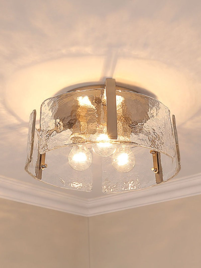 Vintage Semi Flush Mount Ceiling Light - Black and Glass Ceiling Fixture