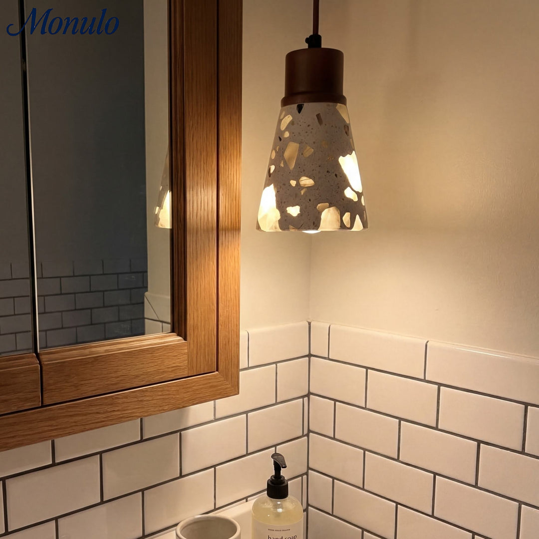 Wabi-sabi Style Water-polished Translucent Stone Retro Pendant Lamp