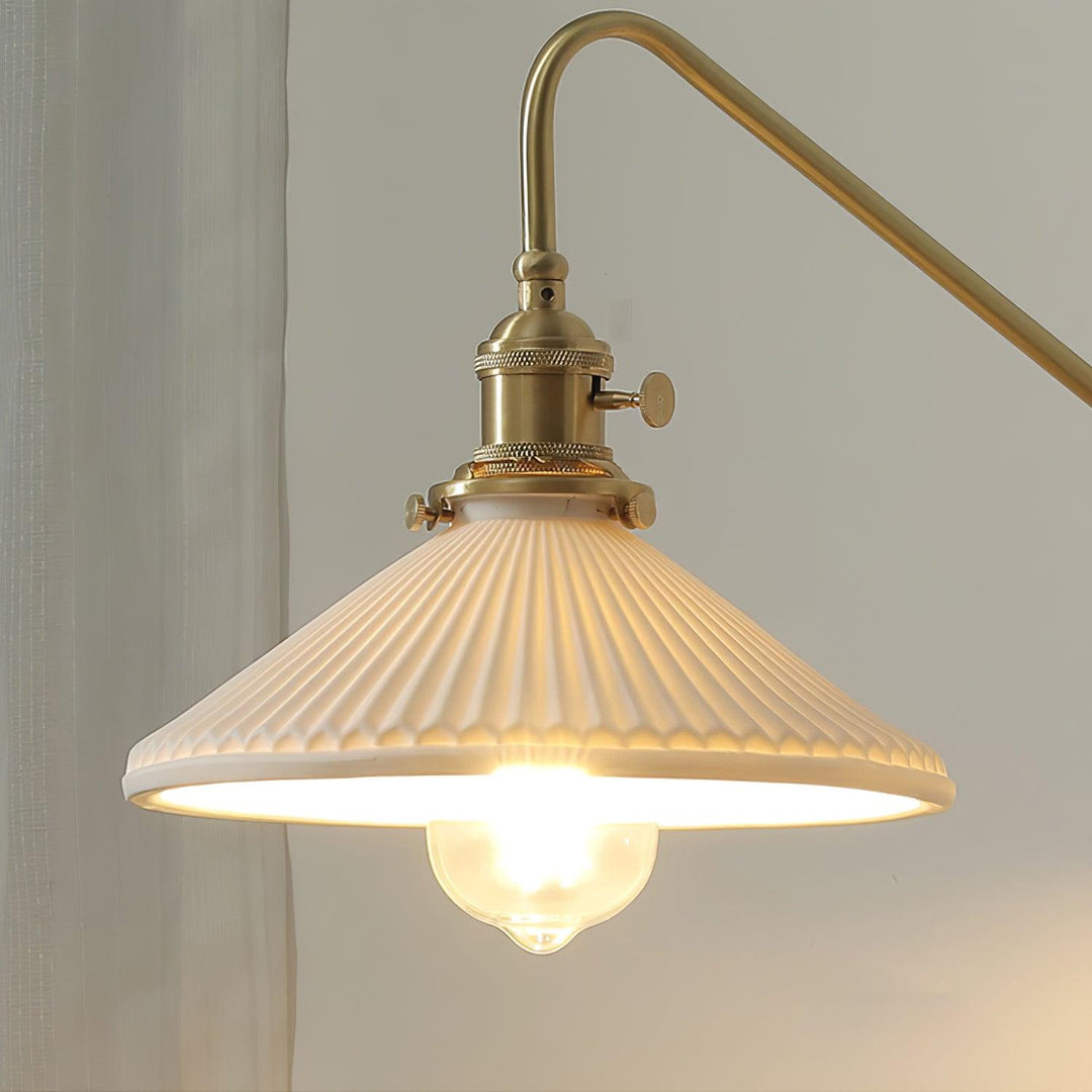 Walnut-Backed Brass and Glass Plug-In Wall Lamp product view 23