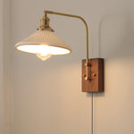 Cargar imagen en el visor de la Galería, Walnut-Backed Brass and Glass Plug-In Wall Lamp product view 22