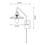Cargar imagen en el visor de la Galería, Walnut-Backed Brass and Glass Plug-In Wall Lamp dimension drawing 5