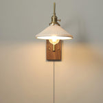Cargar imagen en el visor de la Galería, Walnut-Backed Brass and Glass Plug-In Wall Lamp product view 3