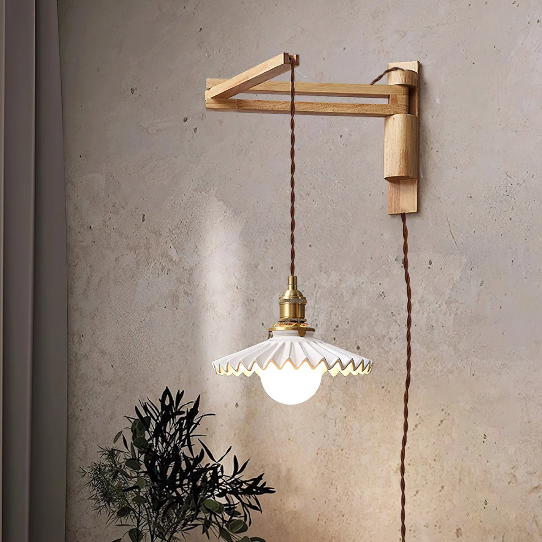 Adjustable Wood-Arm Hanging Plug-In Wall Lamp product view 13