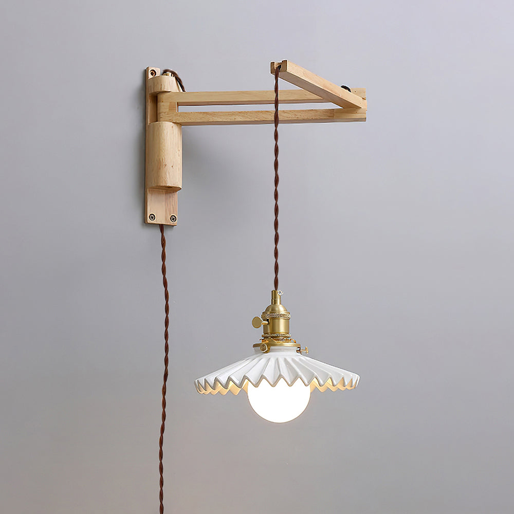 Adjustable Wood-Arm Hanging Plug-In Wall Lamp product view 15