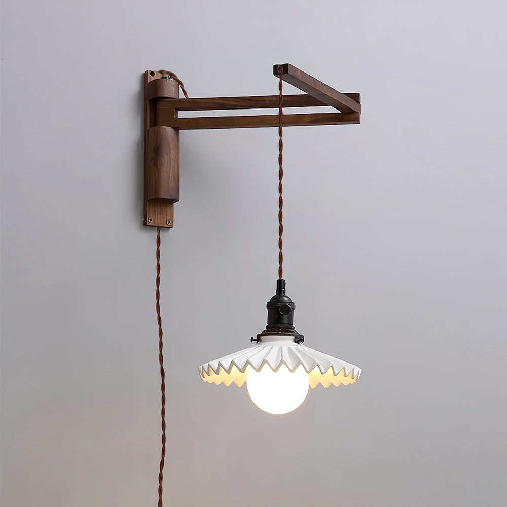 Adjustable Wood-Arm Hanging Plug-In Wall Lamp product view 19