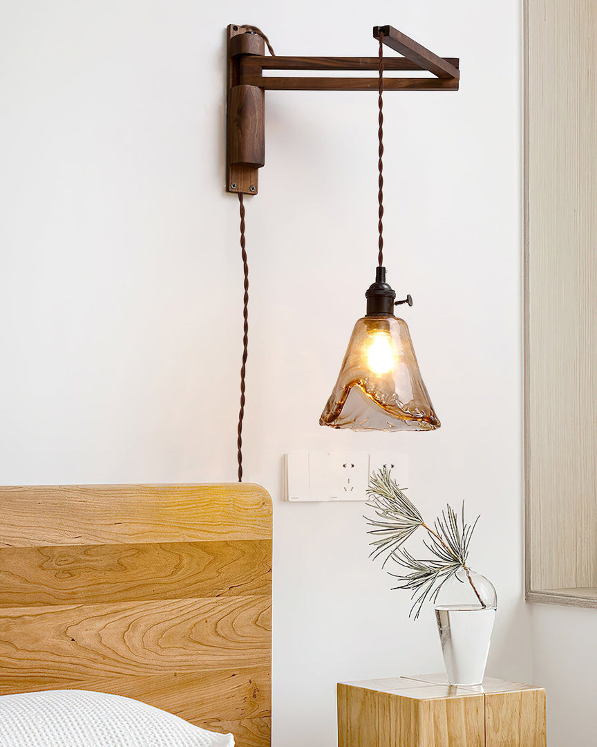 Adjustable Wood-Arm Hanging Plug-In Wall Lamp room scene 11