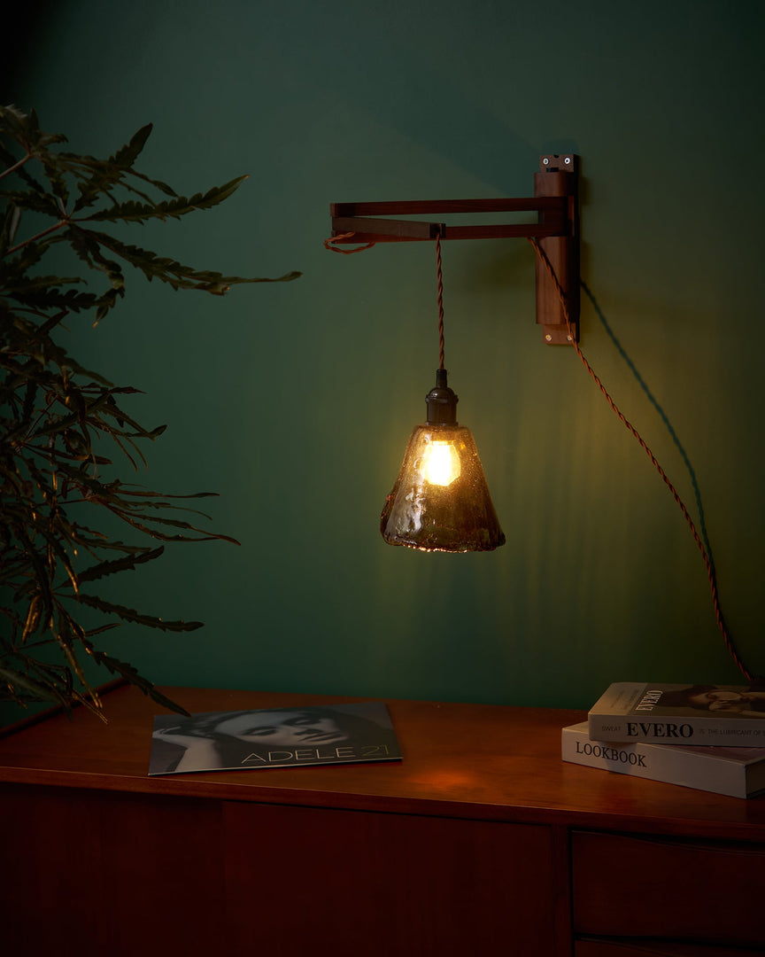 Adjustable Wood-Arm Hanging Plug-In Wall Lamp product view 3