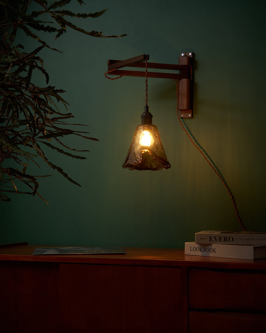 Adjustable Wood-Arm Hanging Plug-In Wall Lamp product view 4
