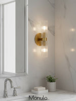 Load image into Gallery viewer, Rivora Elegant Fluted-Glass Duo Sconce – Modern Minimal Wall Light for Indoor &amp; Outdoor
