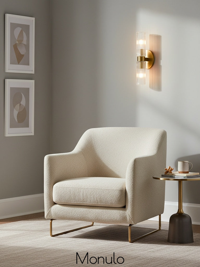 Rivora Elegant Fluted-Glass Duo Sconce – Modern Minimal Wall Light for Indoor & Outdoor