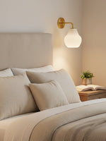 Load image into Gallery viewer, Rivrona Ribbed Glass Wall Sconce - Modern Milk Glass Vanity Light
