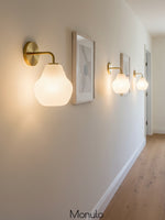 Load image into Gallery viewer, Rivrona Ribbed Glass Wall Sconce - Modern Milk Glass Vanity Light
