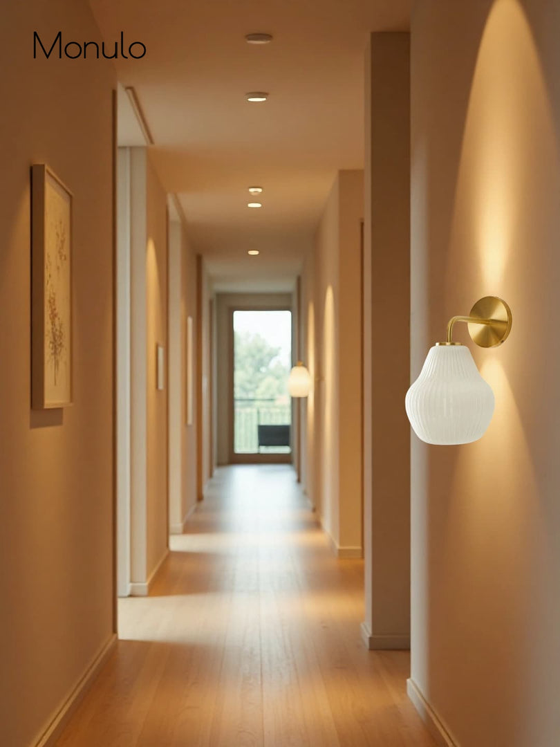 Aplique de pared Rivrona de vidrio estriado - Lámpara de tocador moderna de vidrio esmerilado