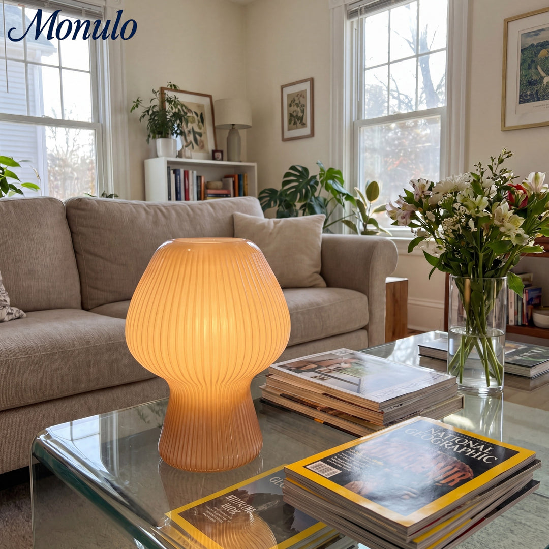 Lampe de table moderne Rivrona en verre côtelé – Éclairage d'accent design pour chambre et salon