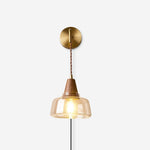 Charger l'image dans la visionneuse de galerie, Clear Bell Glass and Brass Plug-In Wall Lamp product view