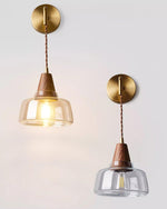 Charger l'image dans la visionneuse de galerie, Clear Bell Glass and Brass Plug-In Wall Lamp product view