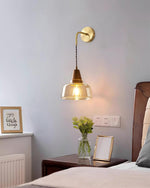 Charger l'image dans la visionneuse de galerie, Clear Bell Glass and Brass Plug-In Wall Lamp product view