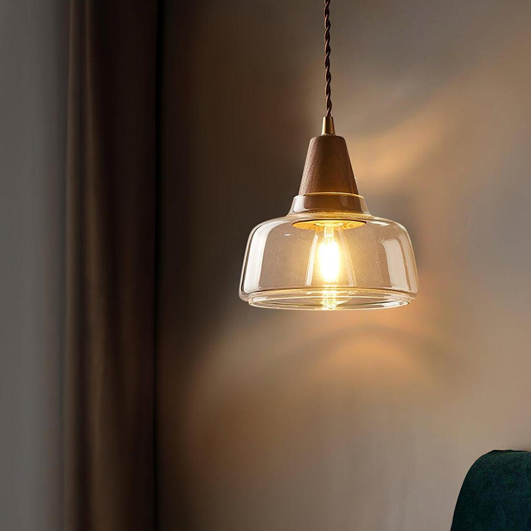 Clear Bell Glass and Brass Plug-In Wall Lamp product view