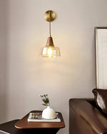 Charger l'image dans la visionneuse de galerie, Clear Bell Glass and Brass Plug-In Wall Lamp product view