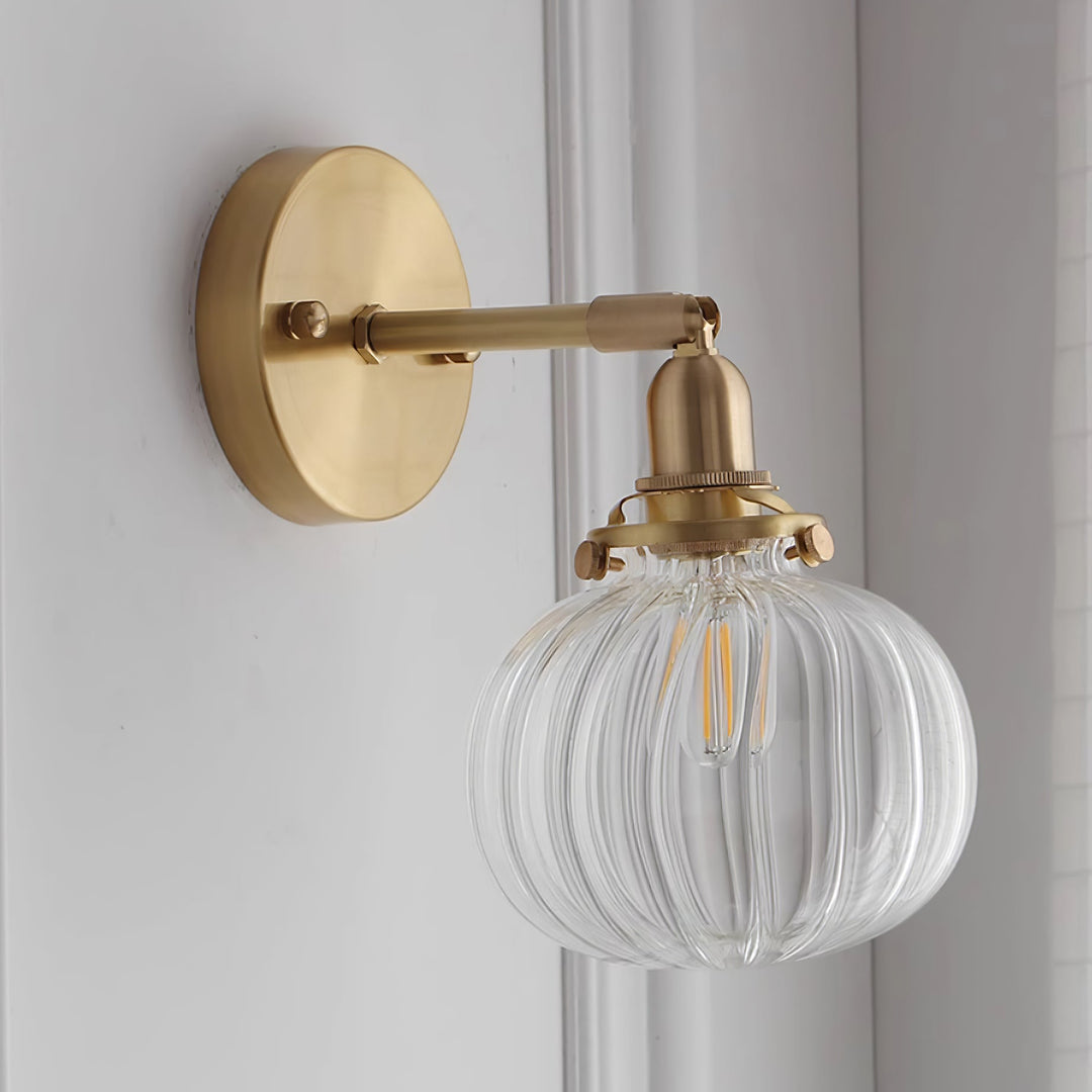 Ribbed Glass Globe Plug-In Wall Lamp - product view 11
