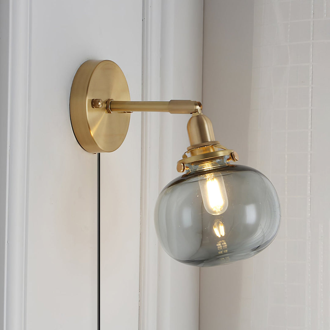 Ribbed Glass Globe Plug-In Wall Lamp - product view 13