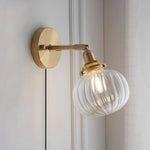 Charger l'image dans la visionneuse de galerie, Ribbed Glass Globe Plug-In Wall Lamp - product view 2