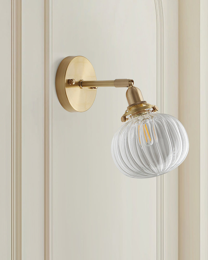 Ribbed Glass Globe Plug-In Wall Lamp - product view 5