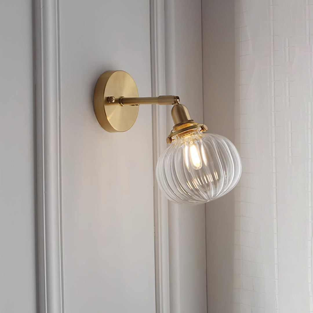 Ribbed Glass Globe Plug-In Wall Lamp - product view 9