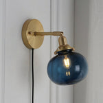 Charger l'image dans la visionneuse de galerie, Ribbed Glass Globe Plug-In Wall Lamp - product view 14
