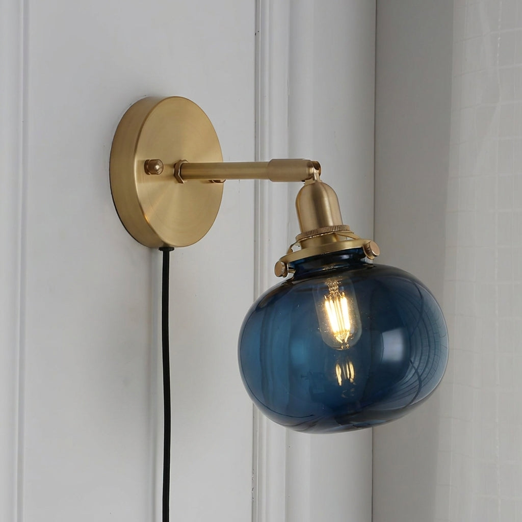 Ribbed Glass Globe Plug-In Wall Lamp - product view 14