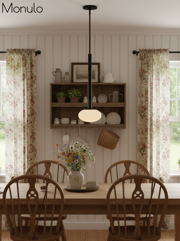 Rolvona Oval Glass Pendant Light - Modern White Glass Shade for Dining