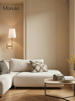Cargar imagen en el visor de la Galería, Aplique de pared Rowan Classic Linen - Lámpara de latón con pantalla de tela
