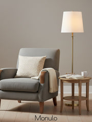 Lampadaire à bras pivotant Rowan - Design en fer articulé avec abat-jour en lin