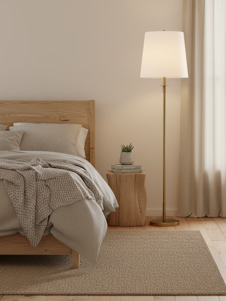 Rowan Swing Arm Floor Lamp - Articulating Iron Design With Linen Shade