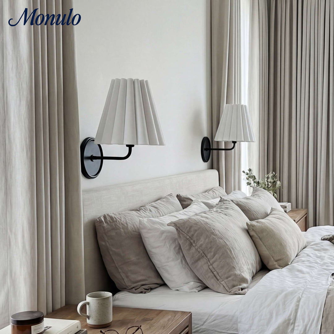 Ruffmeto Textured Pleated Fabric Modern Wall Light for Living Rooms