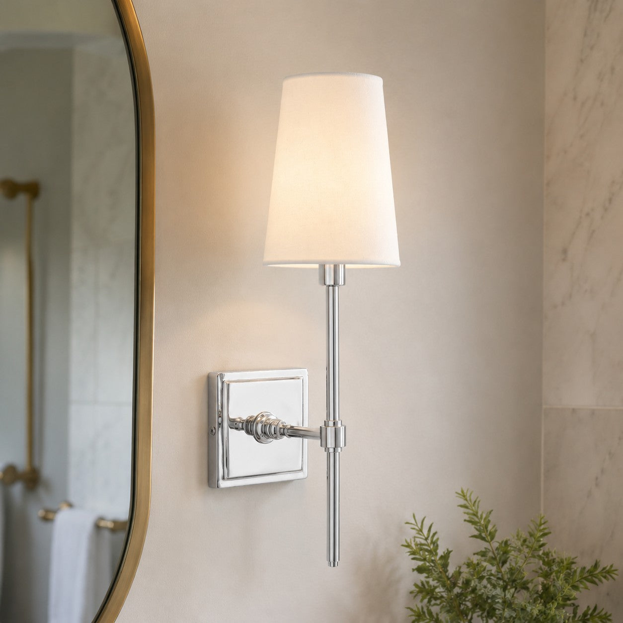 Rowan Elegant White-Linen Shade Wall Lamp – Retro Metal Wall Light for Bedroom & Hallway