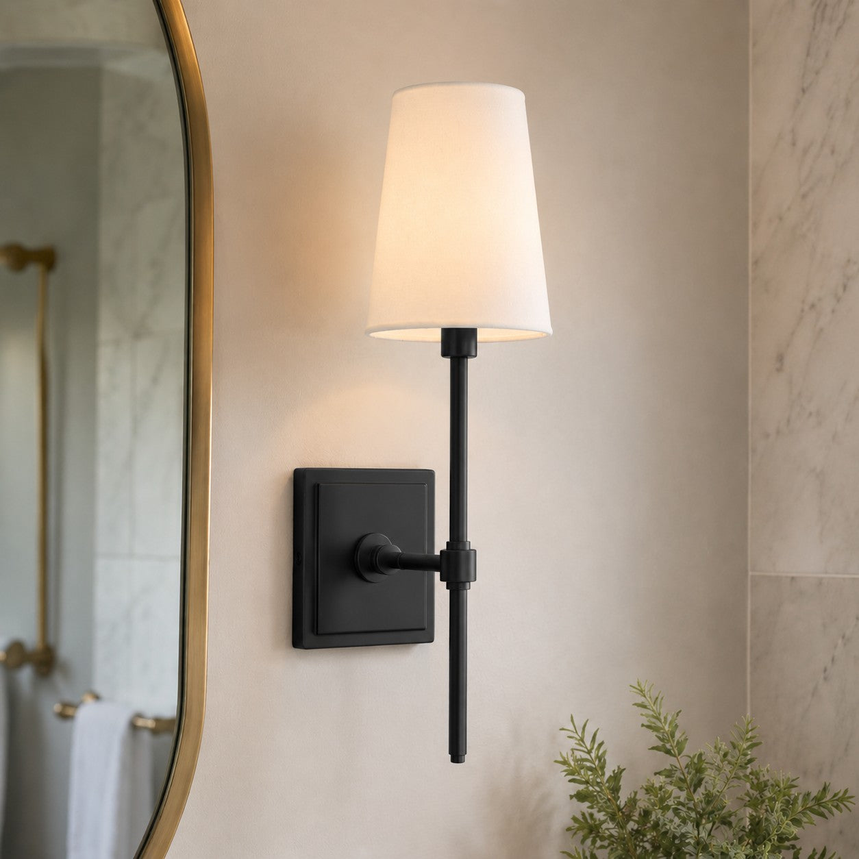 Rowan Elegant White-Linen Shade Wall Lamp – Retro Metal Wall Light for Bedroom & Hallway