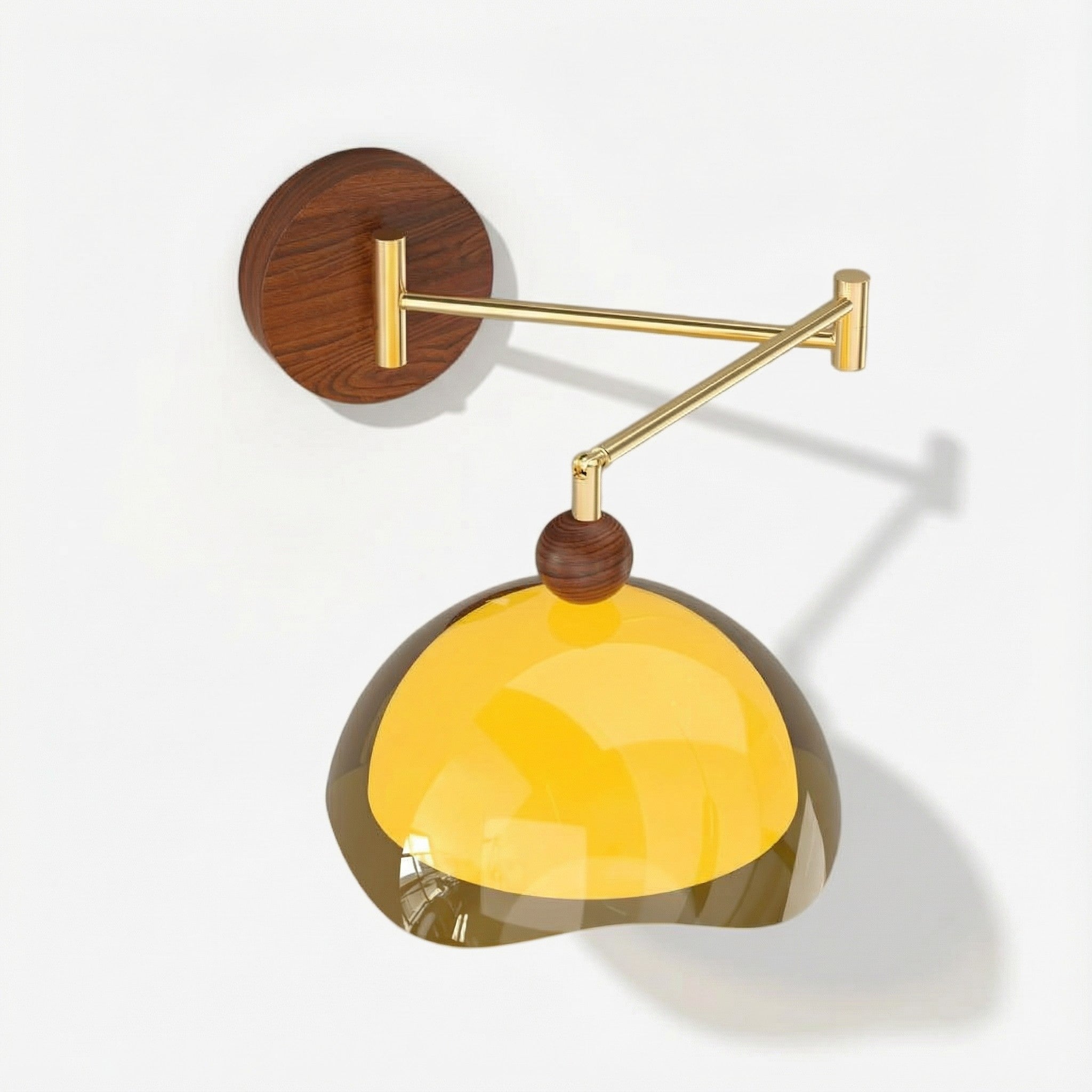 Applique murale Sunset Vintage Modern – Lampe à double abat-jour de la série Sunset avec base texturée en bois