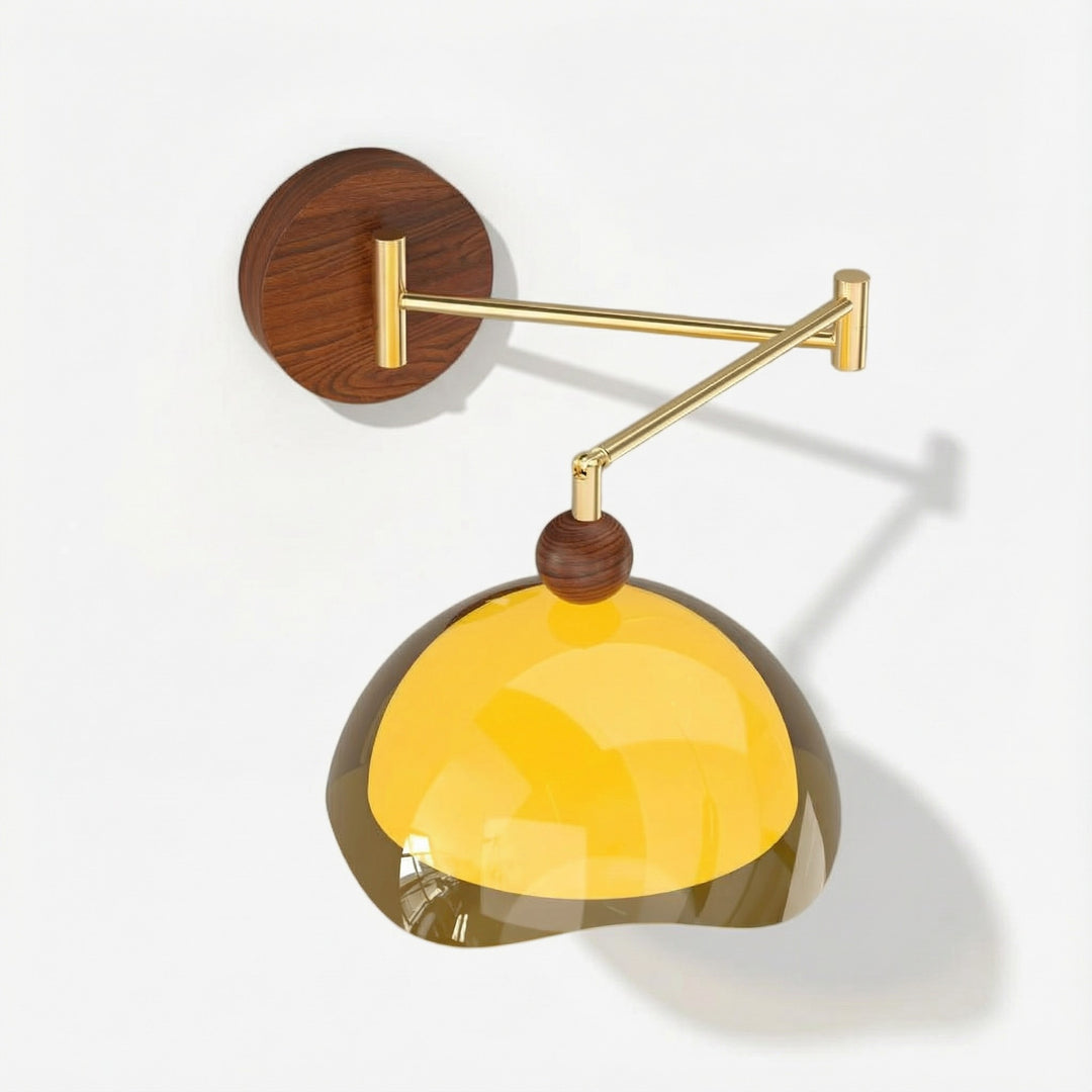 Applique murale Sunset Vintage Modern – Lampe à double abat-jour de la série Sunset avec base texturée en bois