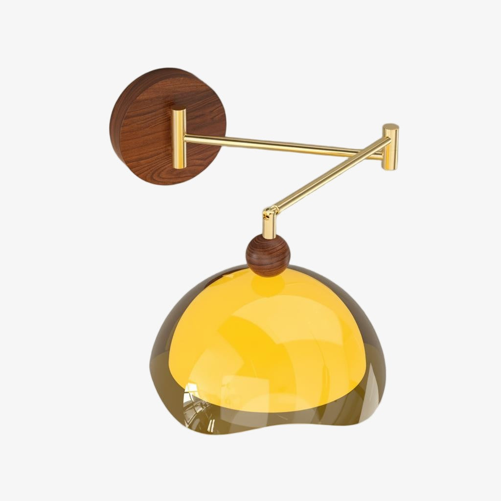 Applique murale Sunset Vintage Modern – Lampe à double abat-jour de la série Sunset avec base texturée en bois