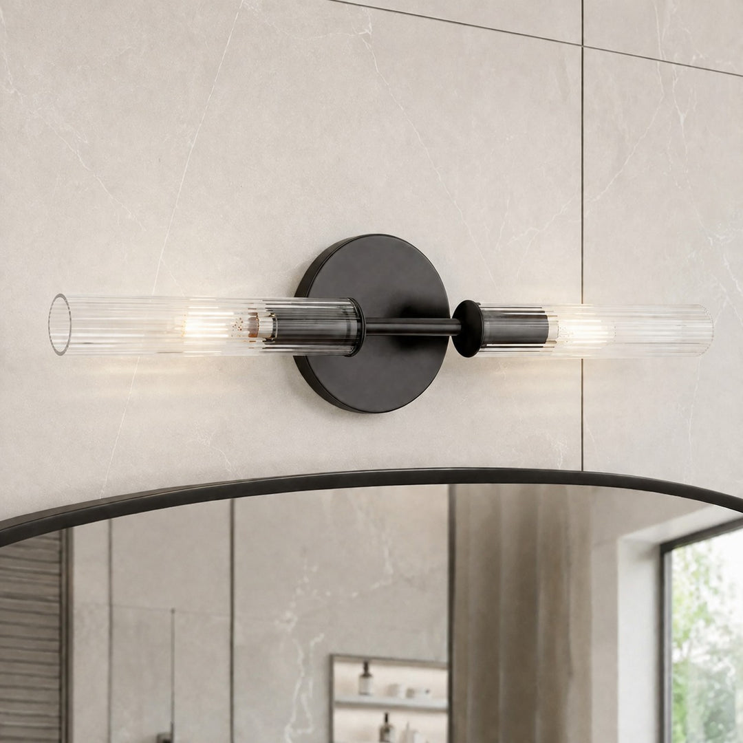 Bravira Glass Tube Wandlampe - Klassische gerippte Messingrohrbeleuchtung