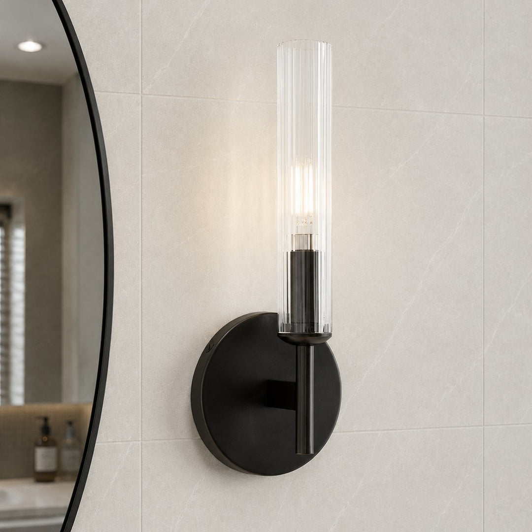 Bravira Glass Tube Wandlampe - Klassische gerippte Messingrohrbeleuchtung