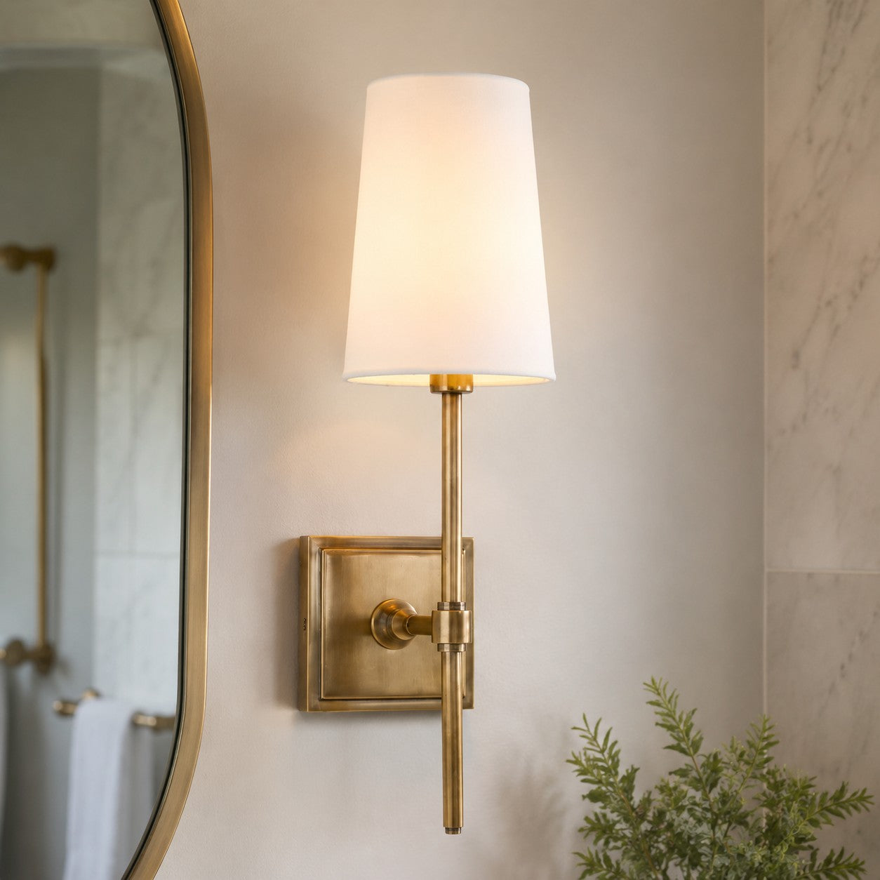 Rowan Elegant White-Linen Shade Wall Lamp – Retro Metal Wall Light for Bedroom & Hallway
